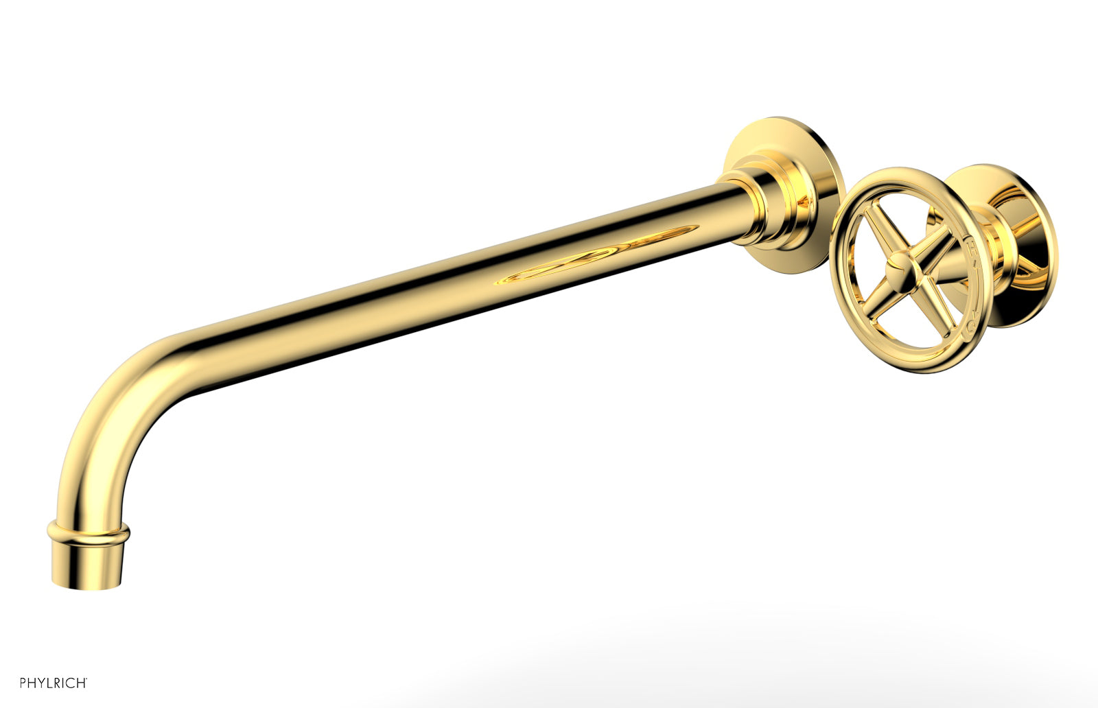 Phylrich WORKS 14" Single Handle Wall Lavatory Set - Cross Handle