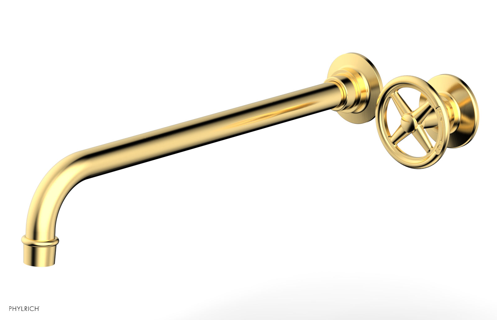 Phylrich WORKS 14" Single Handle Wall Lavatory Set - Cross Handle