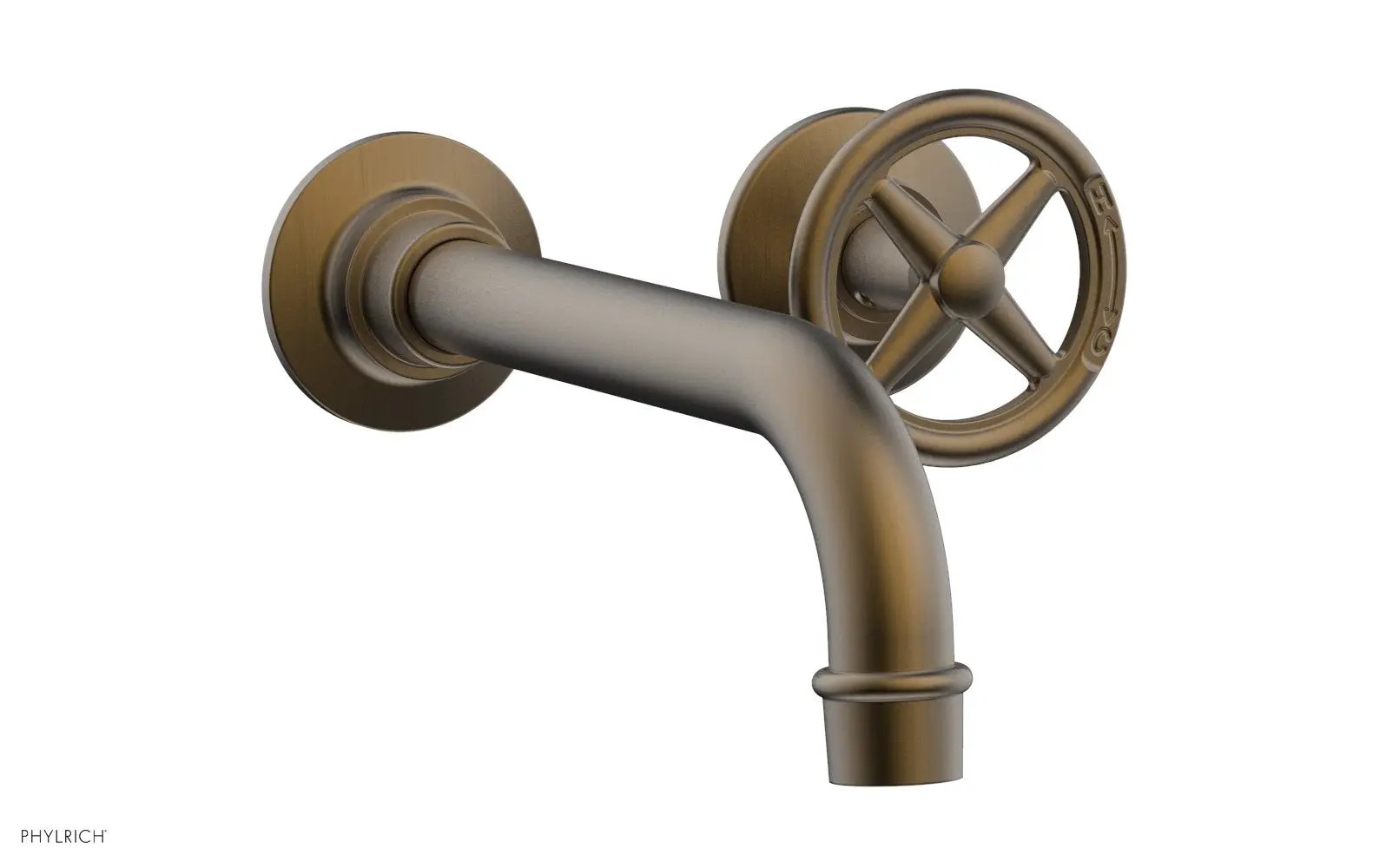 Phylrich WORKS Single Handle Wall Lavatory Set - Cross Handles by Phylrich