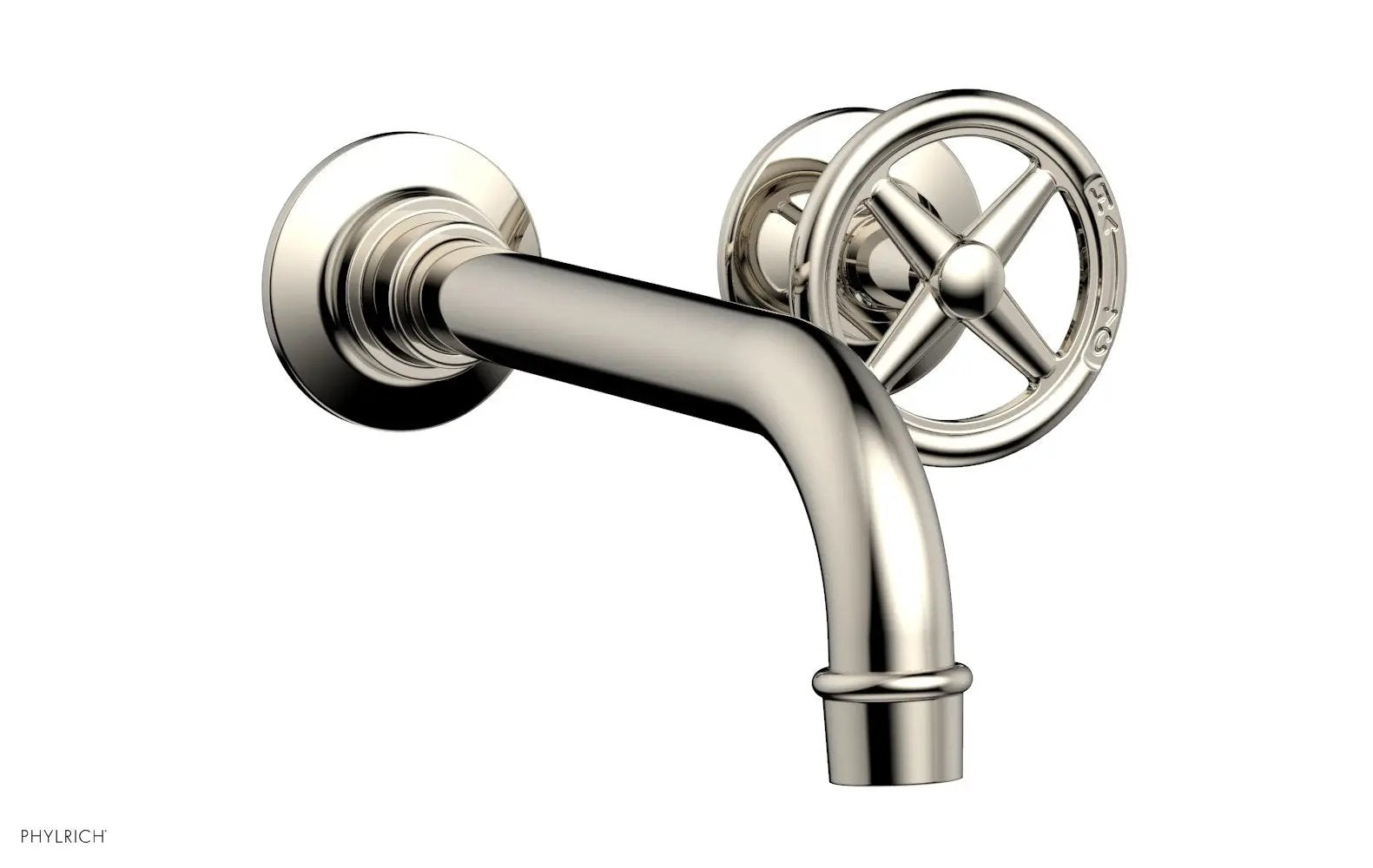 Phylrich WORKS Single Handle Wall Lavatory Set - Cross Handles by Phylrich