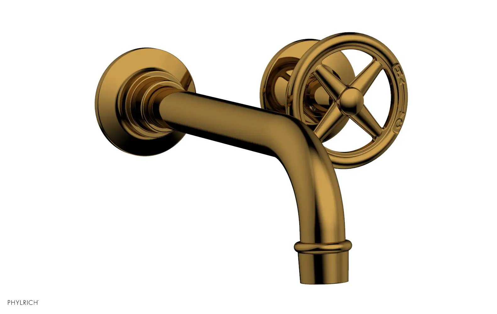 Phylrich WORKS Single Handle Wall Lavatory Set - Cross Handles by Phylrich