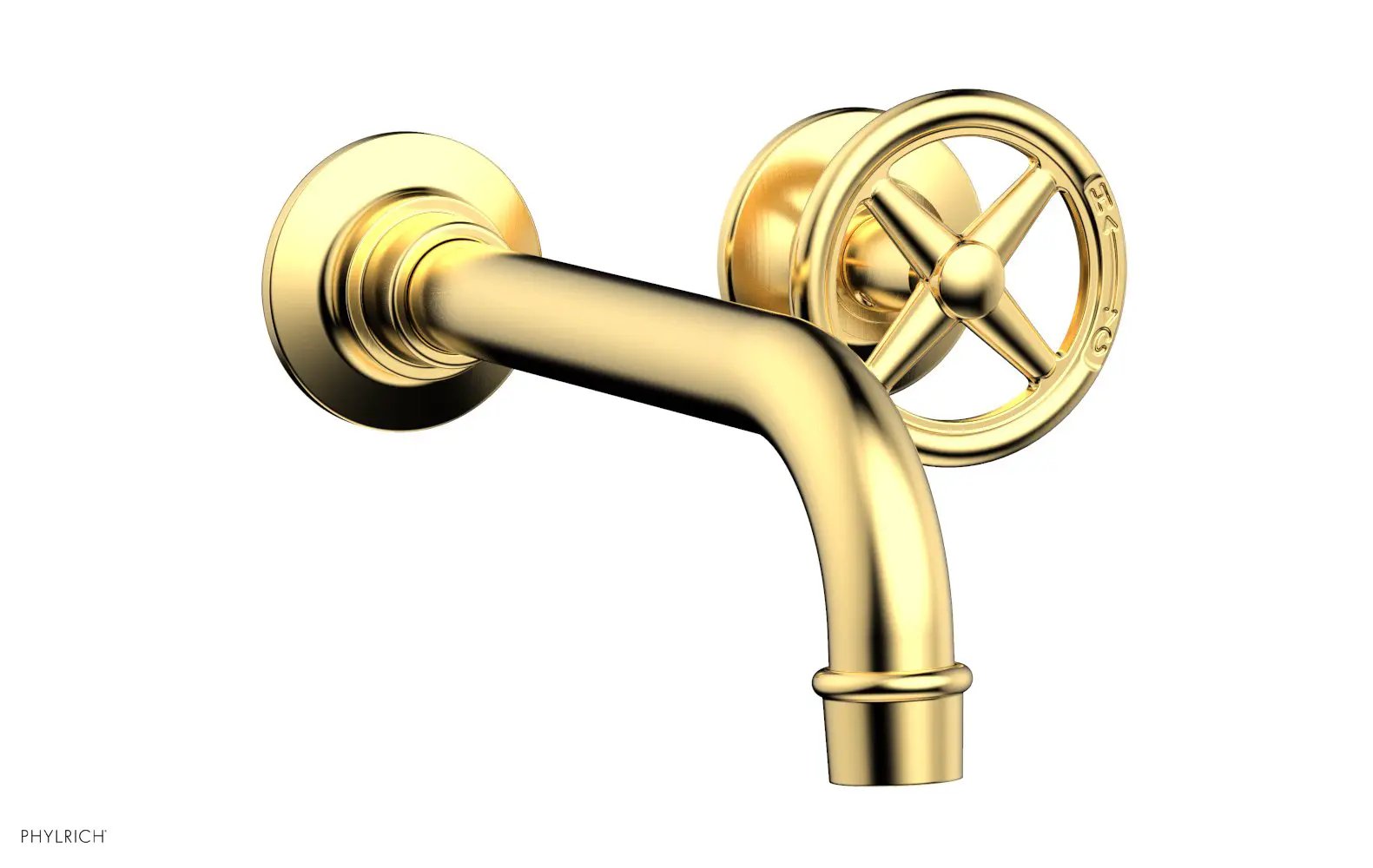 Phylrich WORKS Single Handle Wall Lavatory Set - Cross Handles by Phylrich