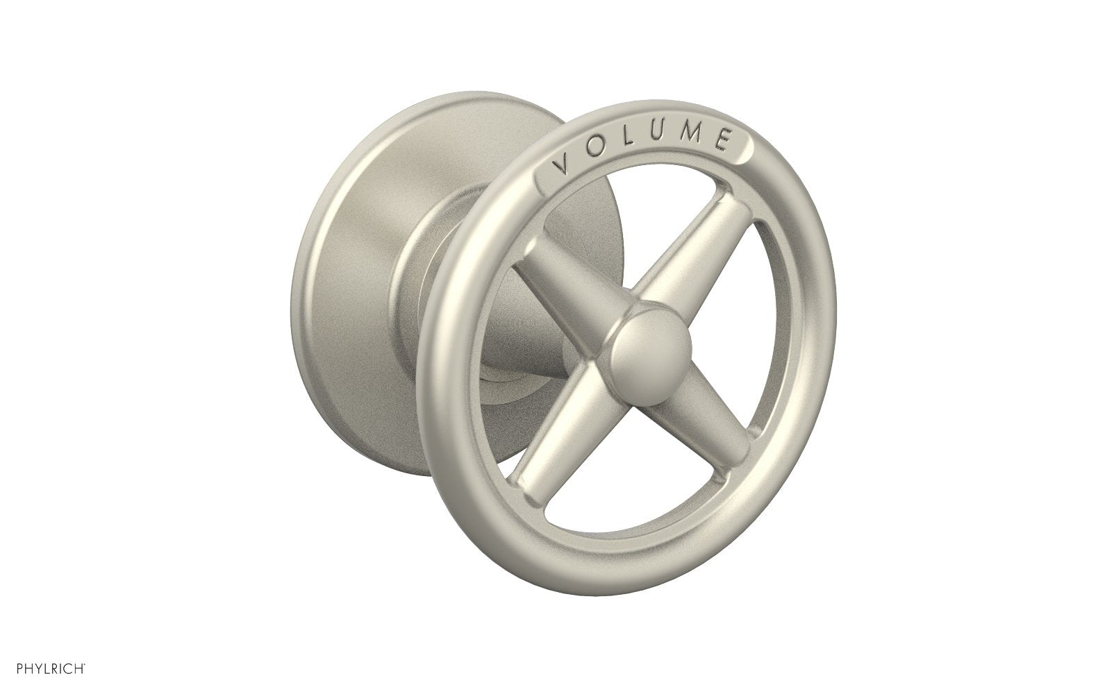 Phylrich WORKS Volume Control/Diverter Trim - Cross Handle - Volume Engraved by Phylrich