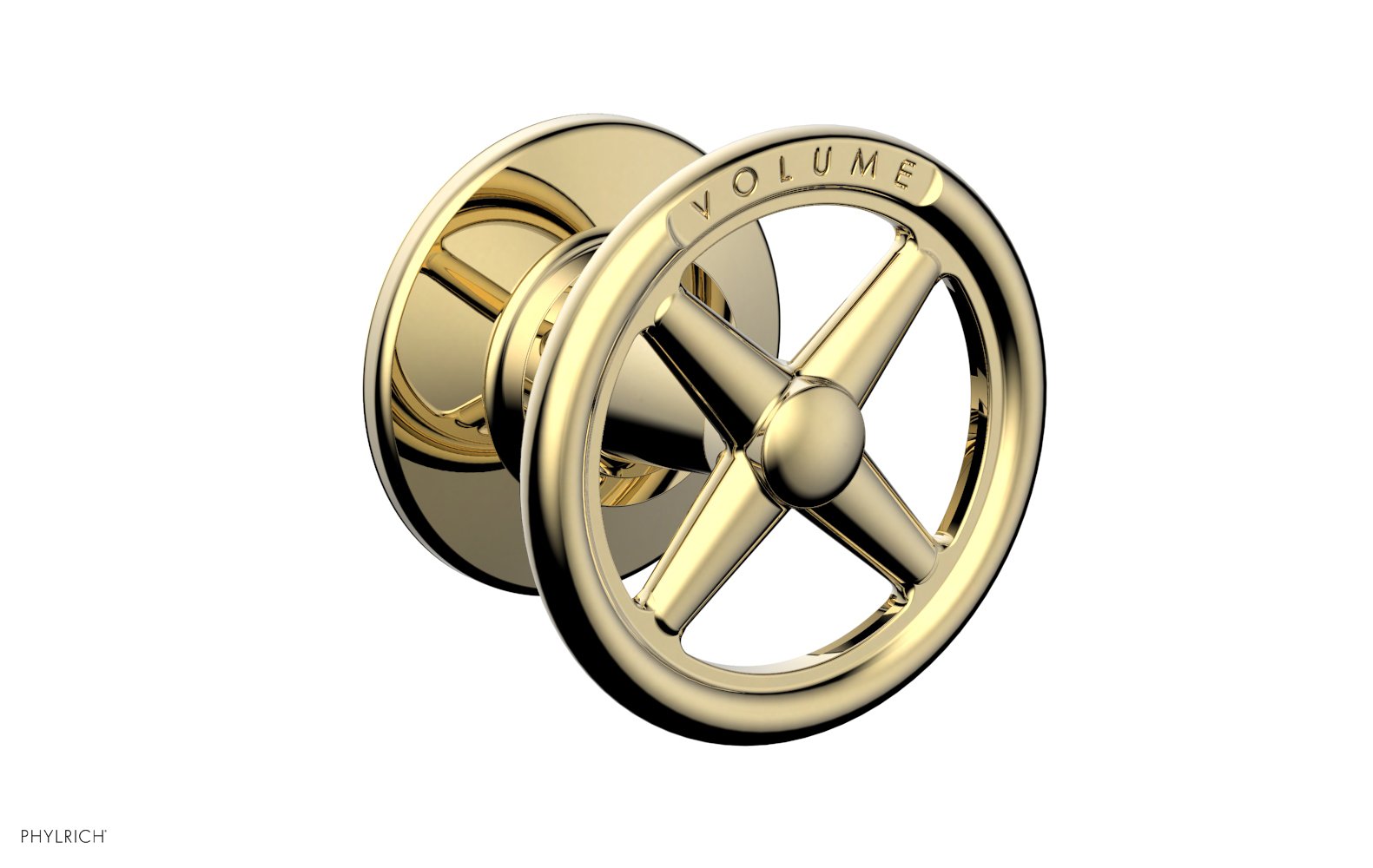 Phylrich WORKS Volume Control/Diverter Trim - Cross Handle - Volume Engraved by Phylrich