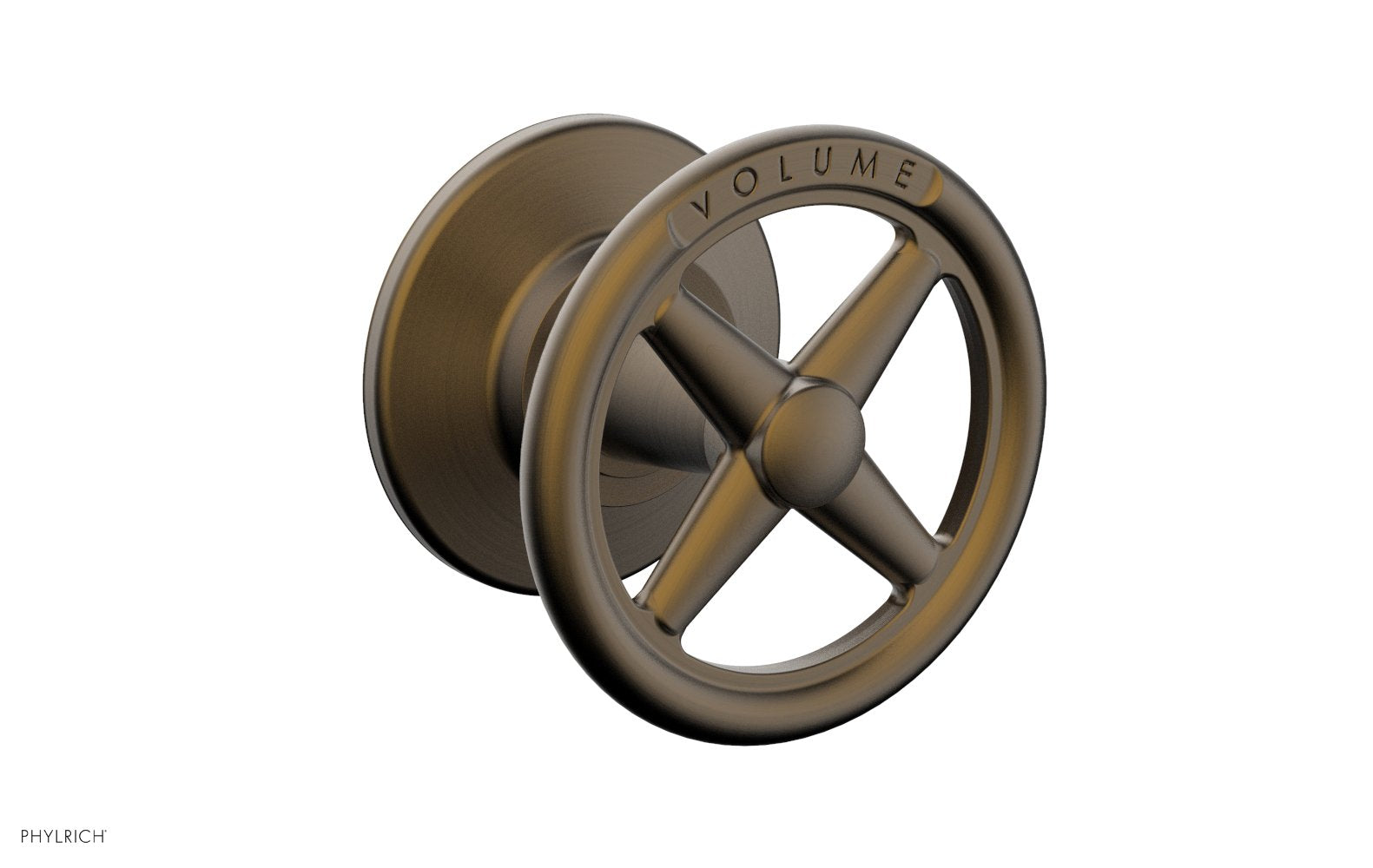 Phylrich WORKS Volume Control/Diverter Trim - Cross Handle - Volume Engraved by Phylrich