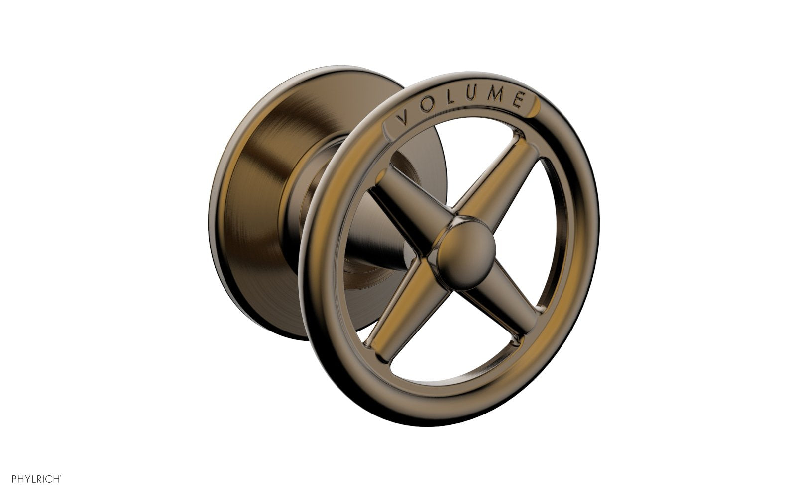 Phylrich WORKS Volume Control/Diverter Trim - Cross Handle - Volume Engraved by Phylrich
