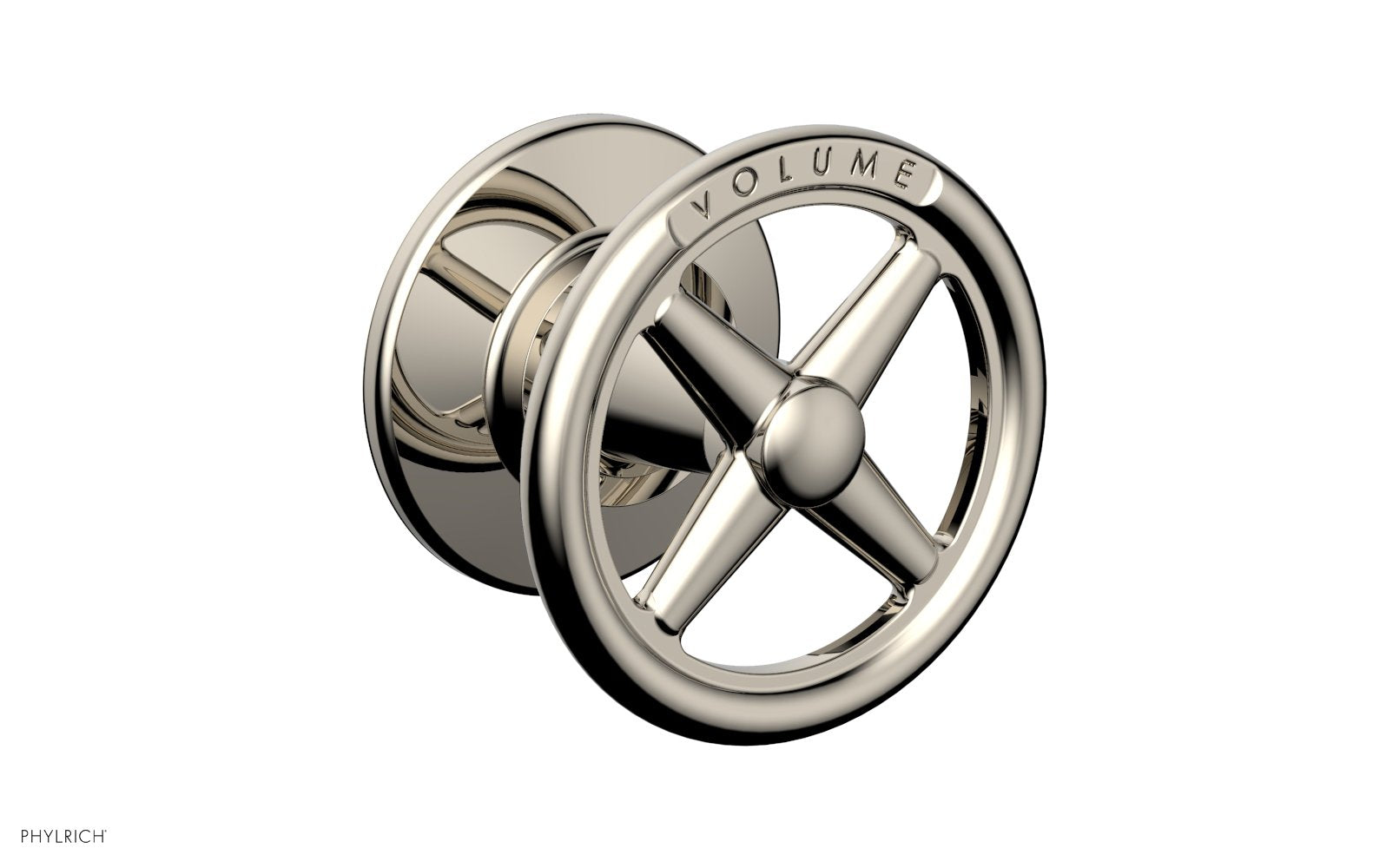 Phylrich WORKS Volume Control/Diverter Trim - Cross Handle - Volume Engraved by Phylrich