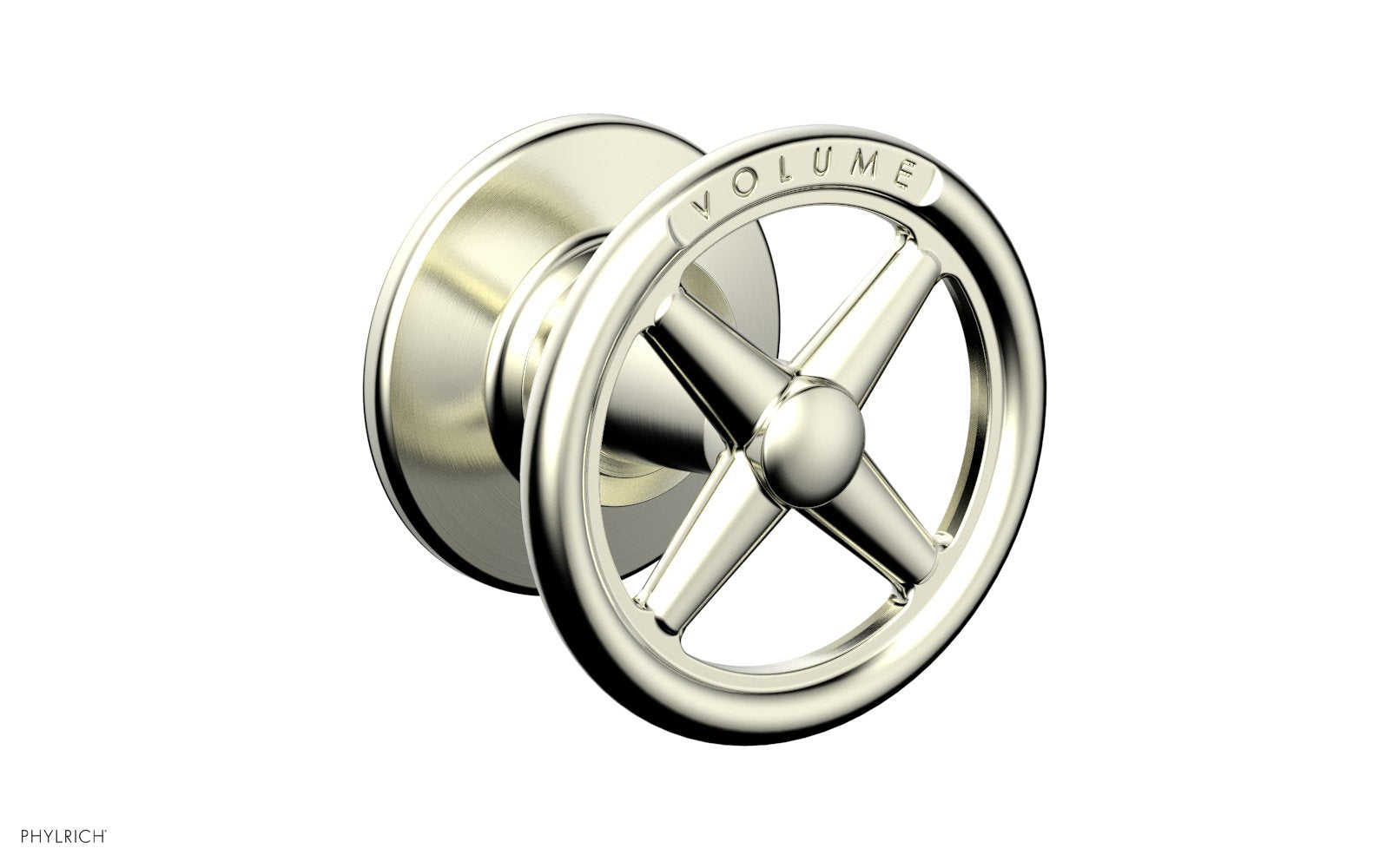 Phylrich WORKS Volume Control/Diverter Trim - Cross Handle - Volume Engraved by Phylrich