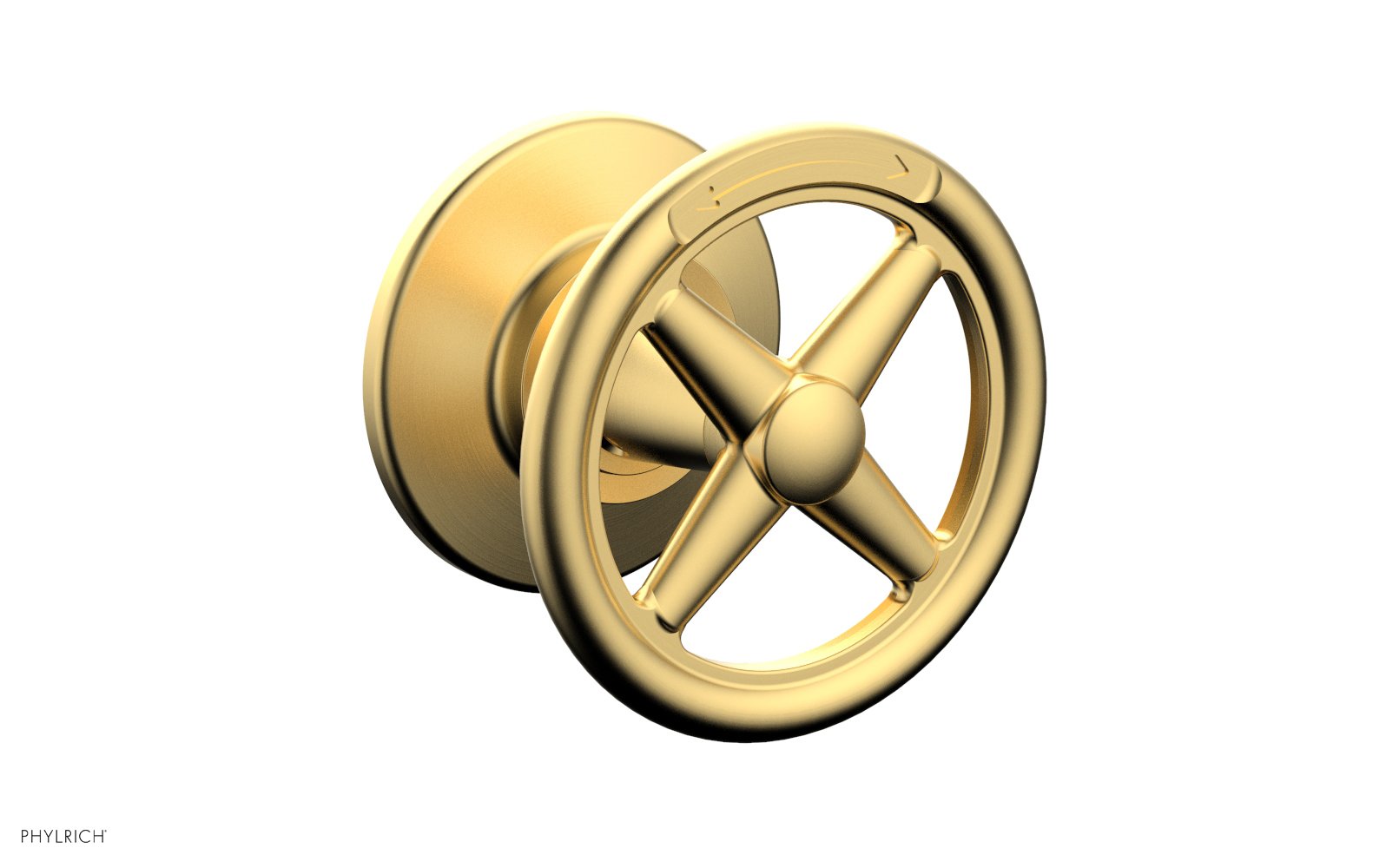 Phylrich WORKS Volume Control/Diverter Trim - Cross Handle - Diverter Engraved by Phylrich