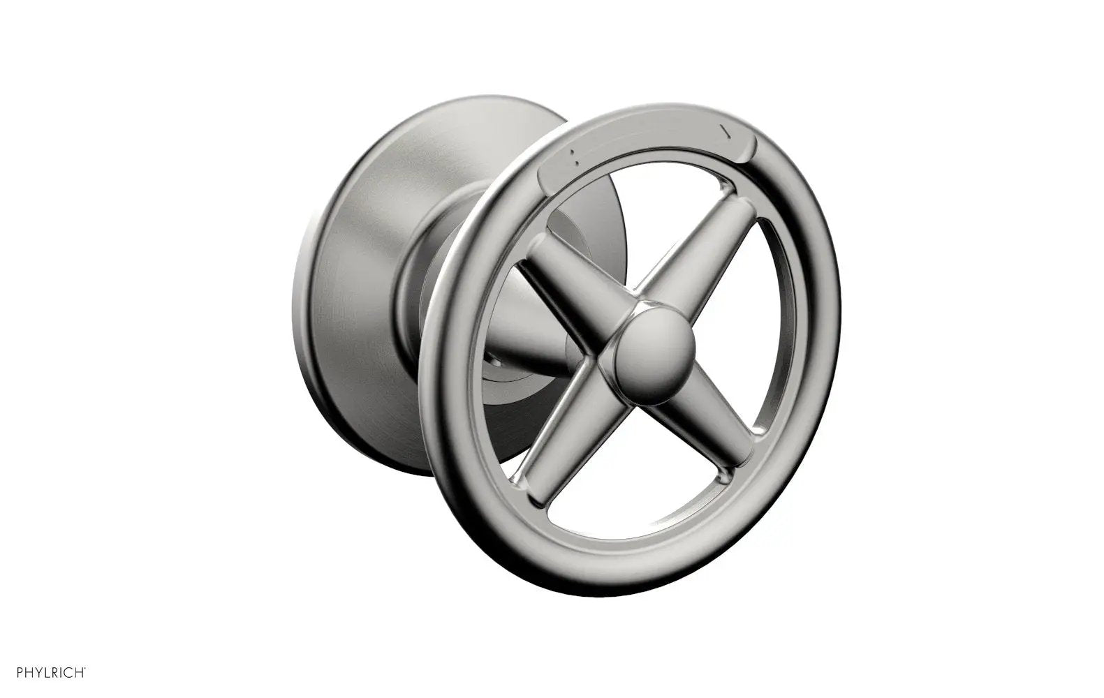 Phylrich WORKS Volume Control/Diverter Trim - Cross Handle - Diverter Engraved by Phylrich