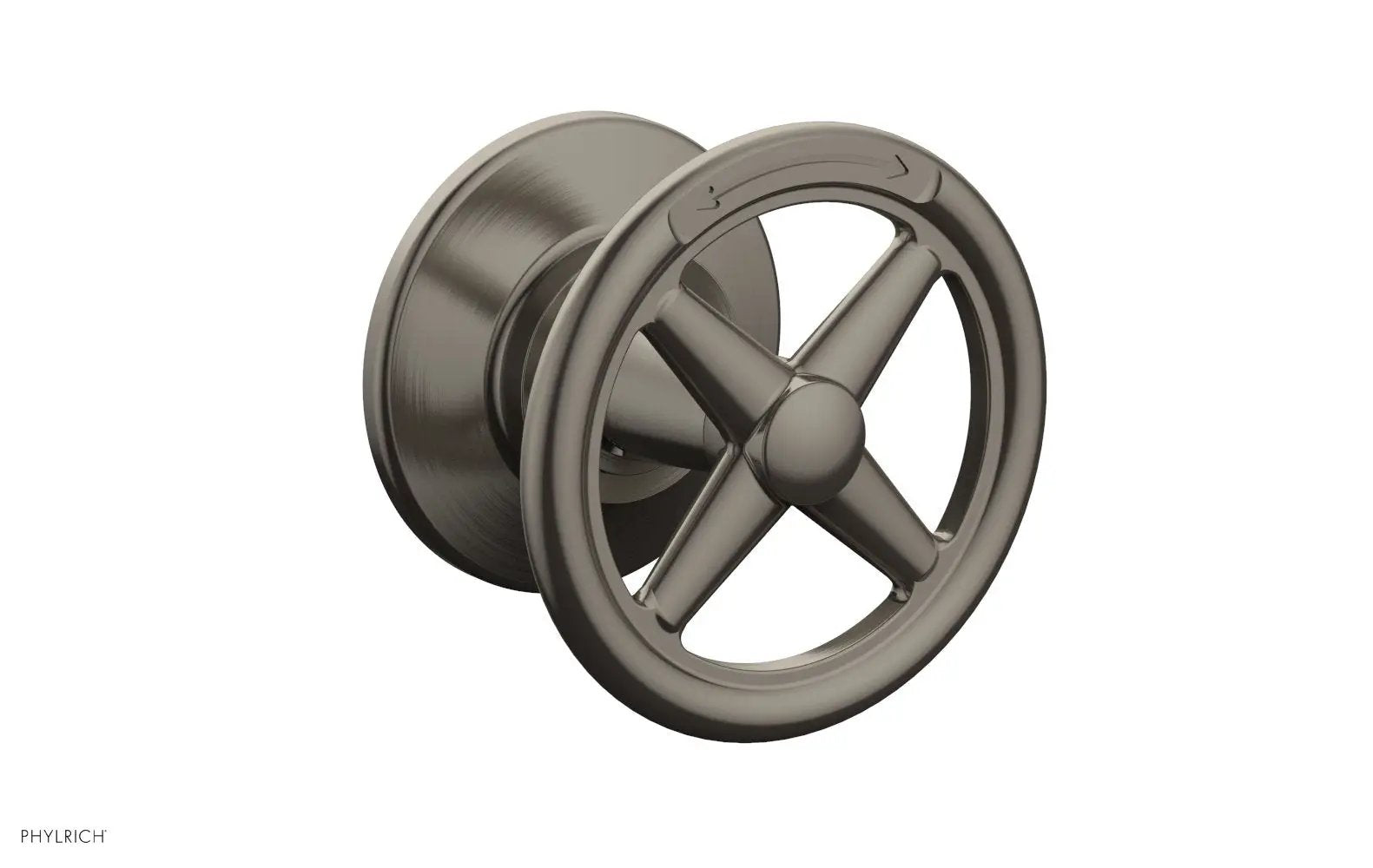 Phylrich WORKS Volume Control/Diverter Trim - Cross Handle - Diverter Engraved by Phylrich