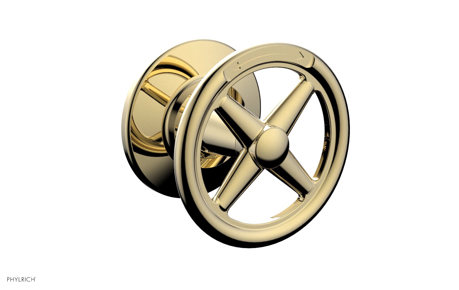 Phylrich WORKS Volume Control/Diverter Trim - Cross Handle - Diverter Engraved by Phylrich