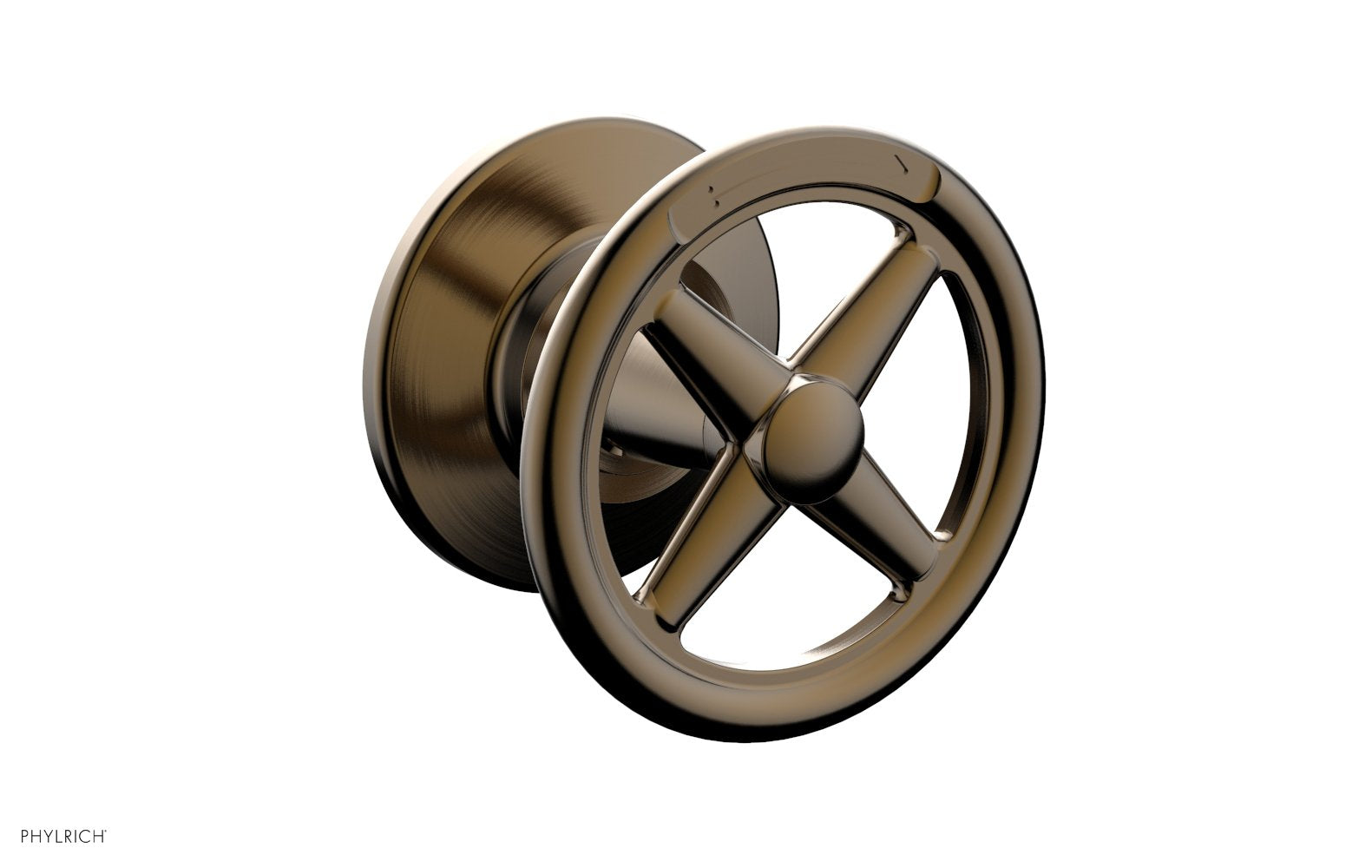 Phylrich WORKS Volume Control/Diverter Trim - Cross Handle - Diverter Engraved by Phylrich
