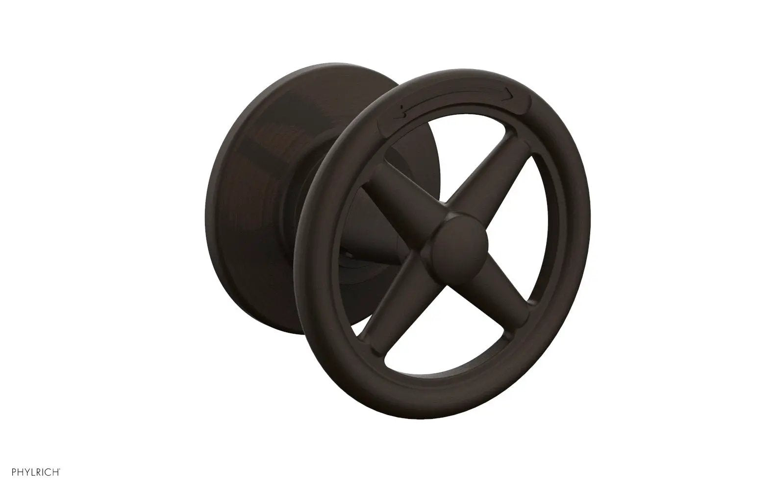 Phylrich WORKS Volume Control/Diverter Trim - Cross Handle - Diverter Engraved by Phylrich