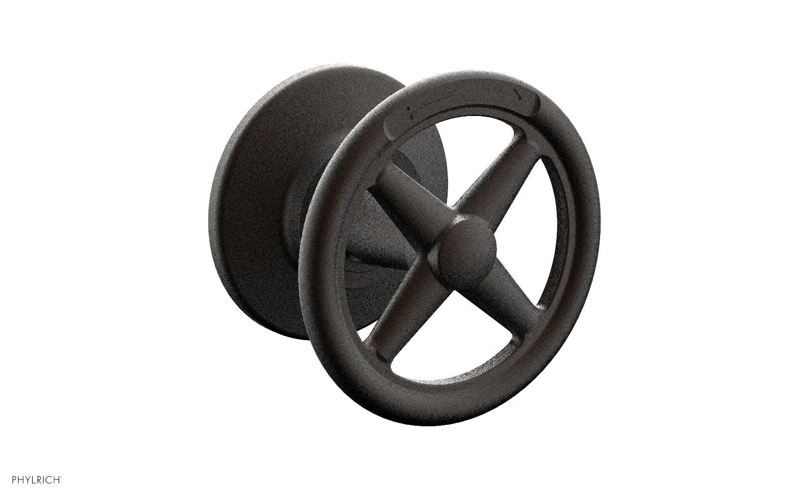 Phylrich WORKS Volume Control/Diverter Trim - Cross Handle - Diverter Engraved by Phylrich