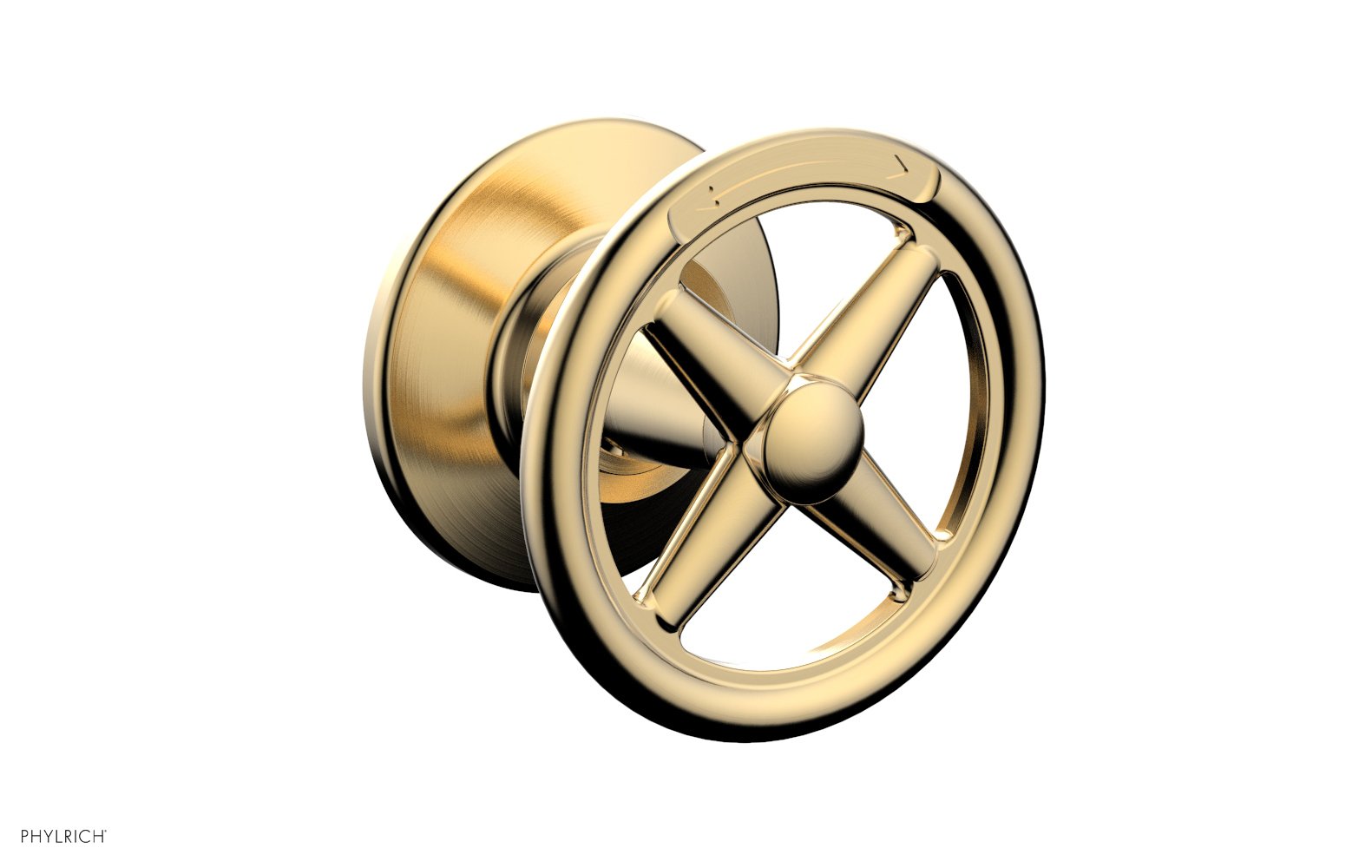 Phylrich WORKS Volume Control/Diverter Trim - Cross Handle - Diverter Engraved by Phylrich