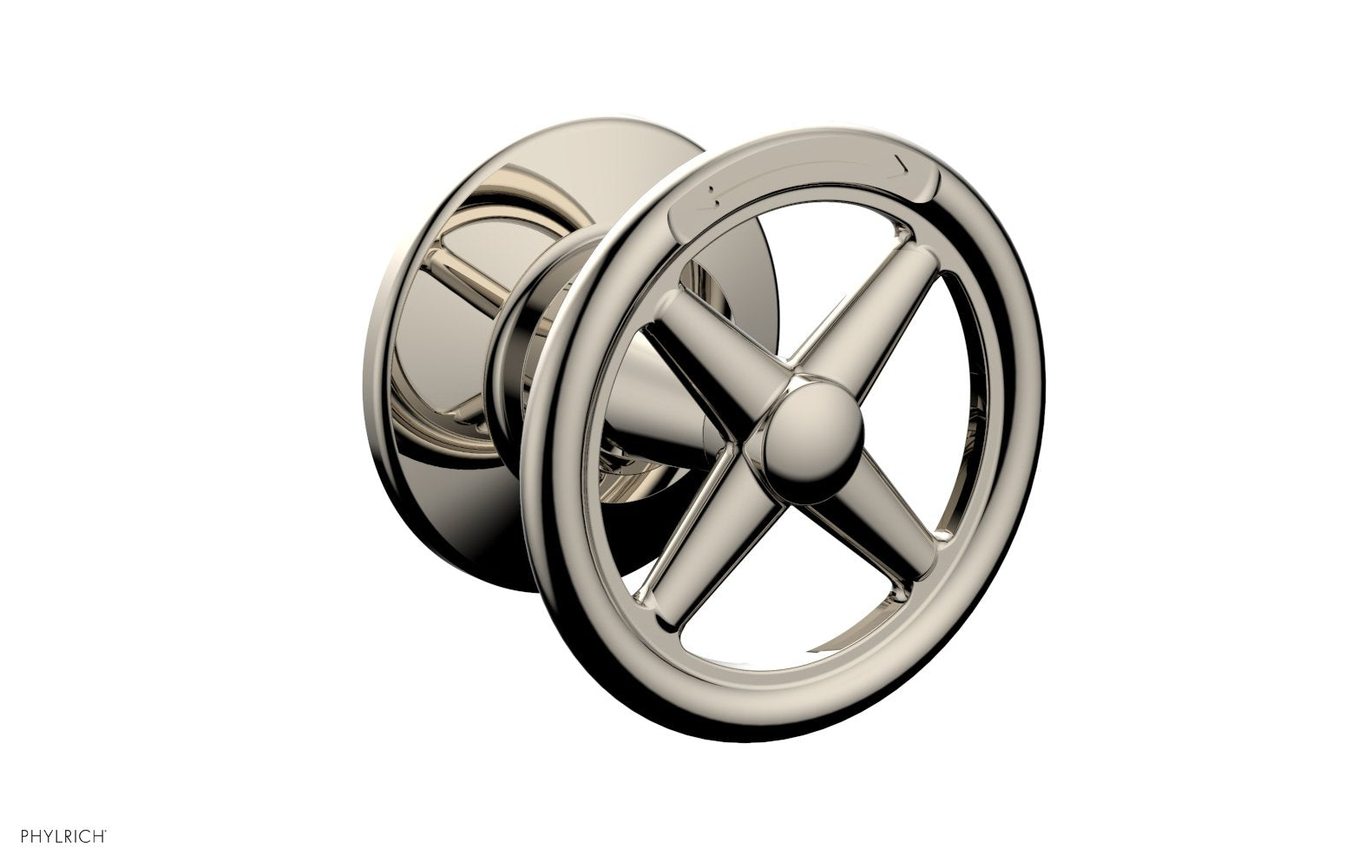Phylrich WORKS Volume Control/Diverter Trim - Cross Handle - Diverter Engraved by Phylrich