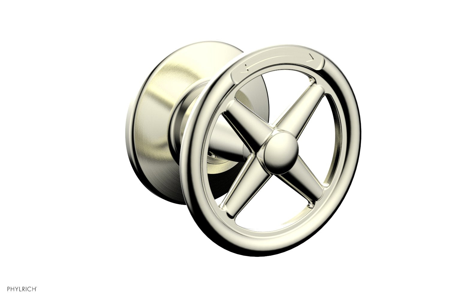 Phylrich WORKS Volume Control/Diverter Trim - Cross Handle - Diverter Engraved by Phylrich