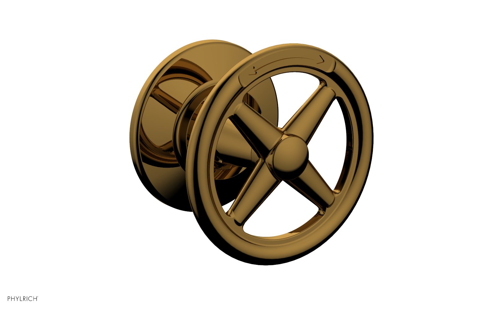 Phylrich WORKS Volume Control/Diverter Trim - Cross Handle - Diverter Engraved by Phylrich
