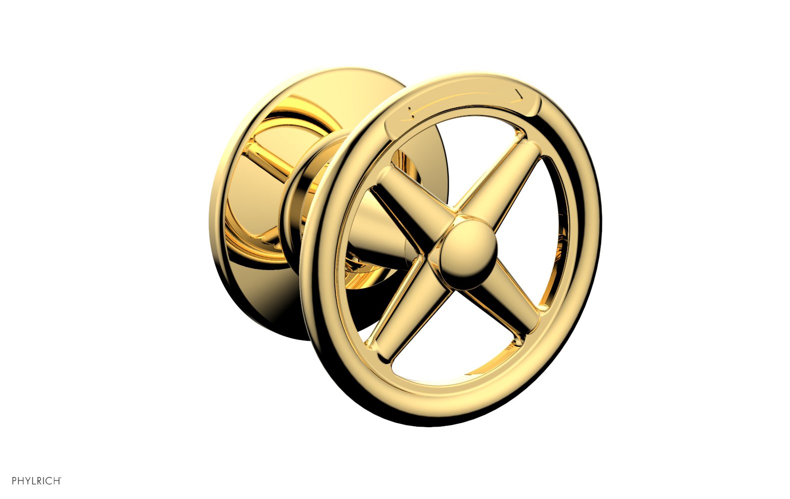 Phylrich WORKS Volume Control/Diverter Trim - Cross Handle - Diverter Engraved by Phylrich