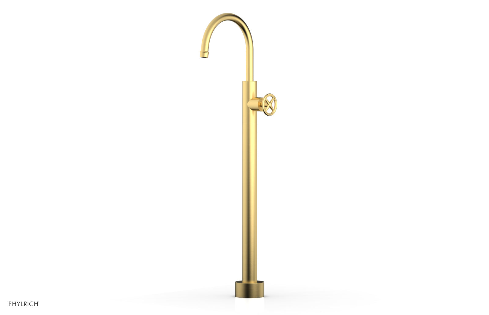 Phylrich WORKS Tall Floor Mount Tub Filler - Cross Handle by Phylrich
