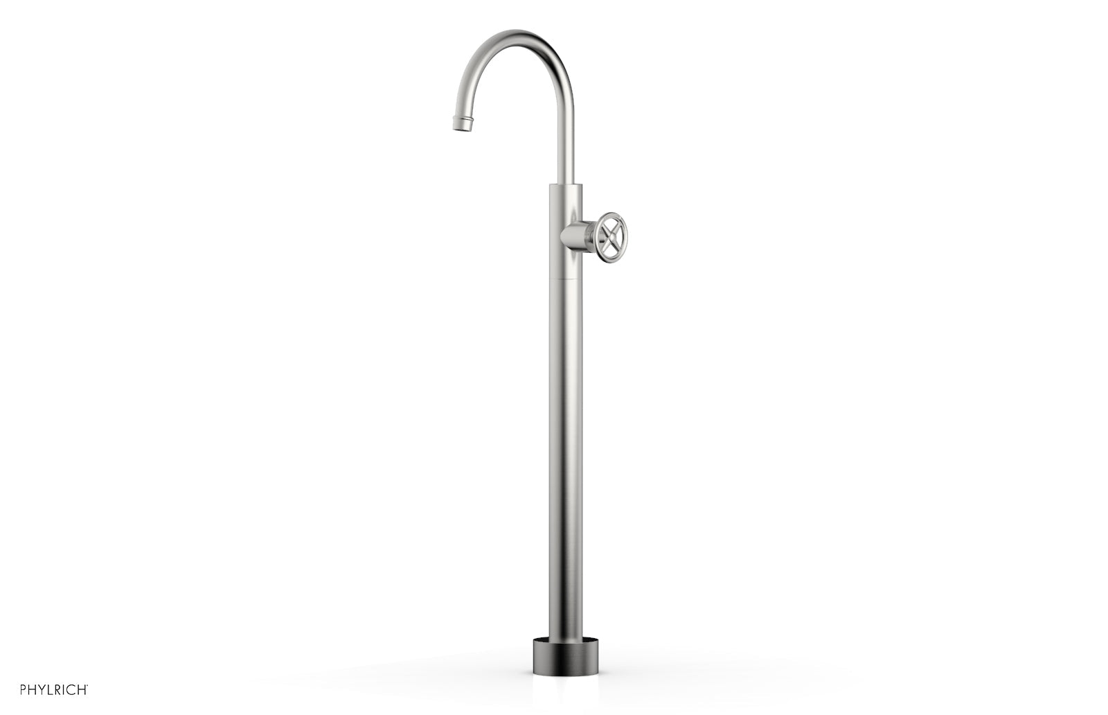 Phylrich WORKS Tall Floor Mount Tub Filler - Cross Handle by Phylrich