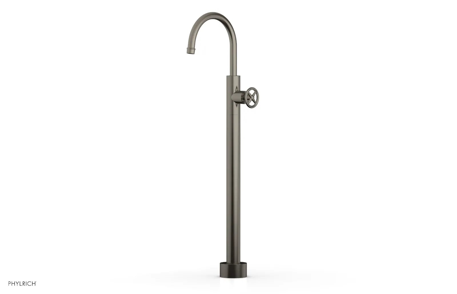 Phylrich WORKS Tall Floor Mount Tub Filler - Cross Handle by Phylrich