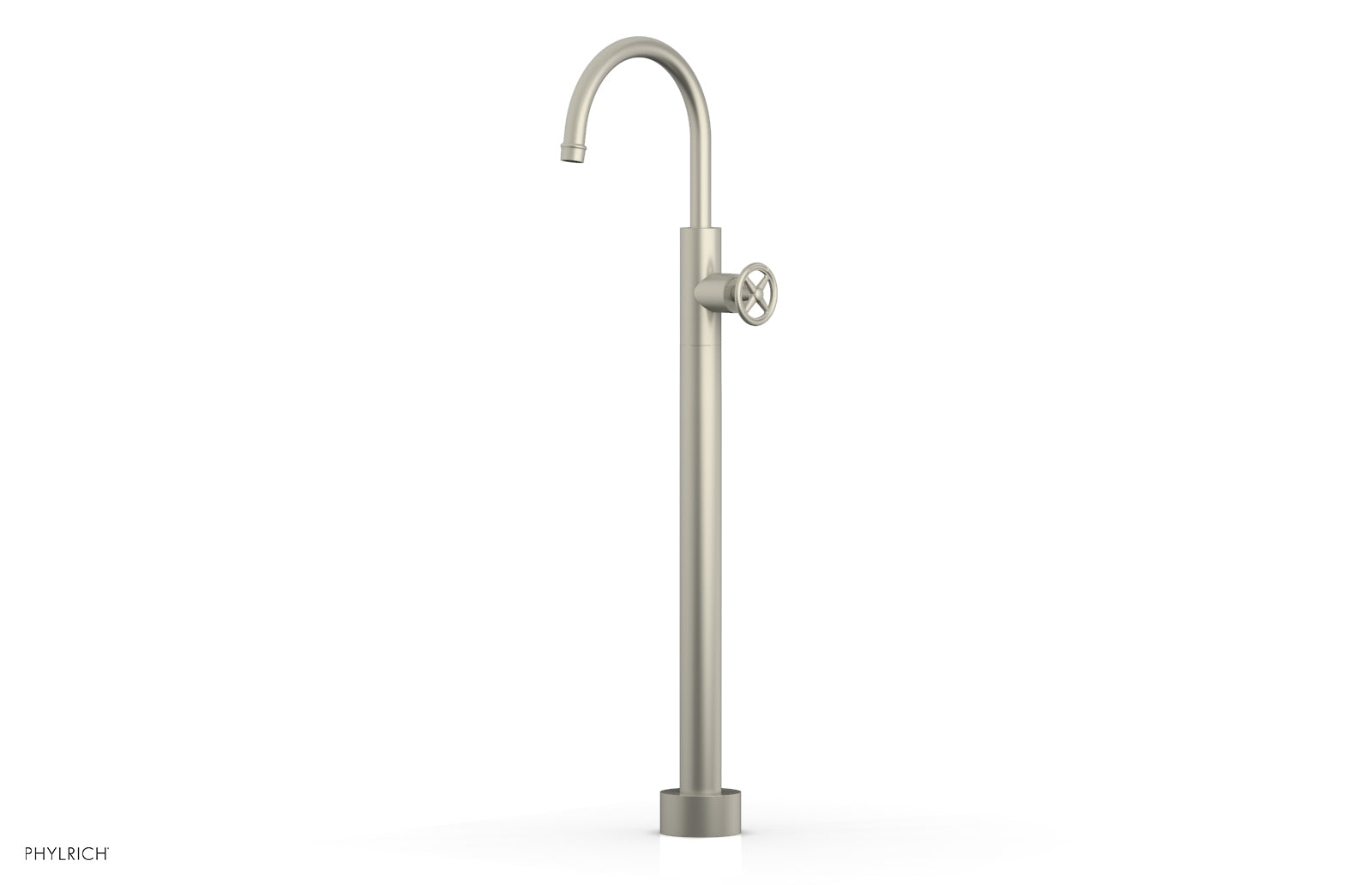 Phylrich WORKS Tall Floor Mount Tub Filler - Cross Handle by Phylrich