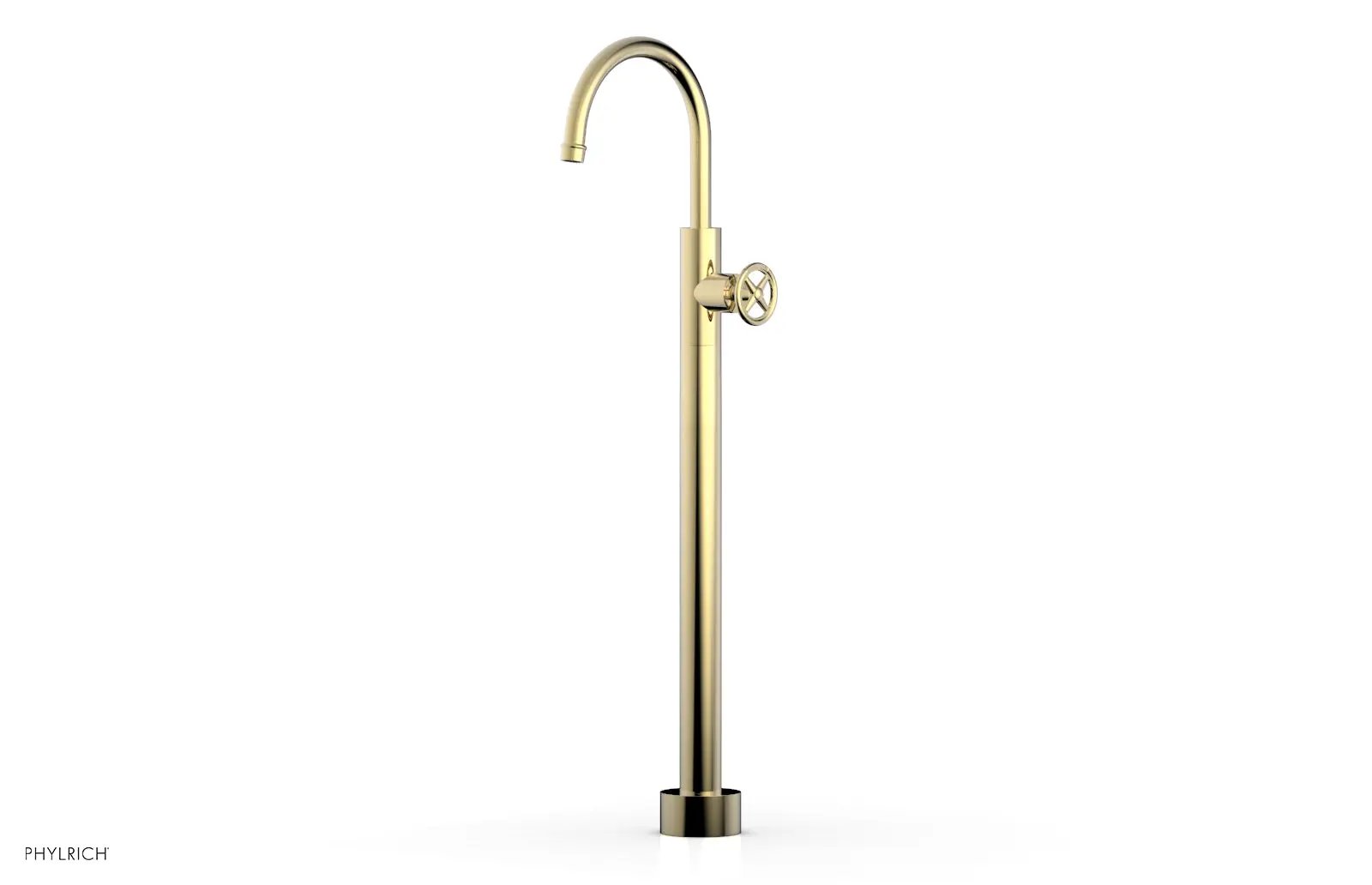 Phylrich WORKS Tall Floor Mount Tub Filler - Cross Handle by Phylrich