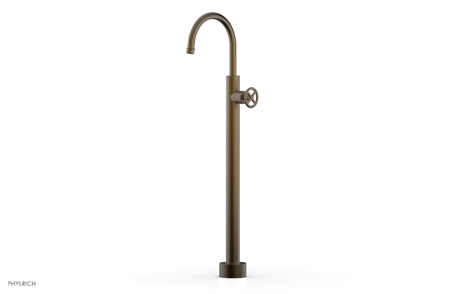 Phylrich WORKS Tall Floor Mount Tub Filler - Cross Handle by Phylrich