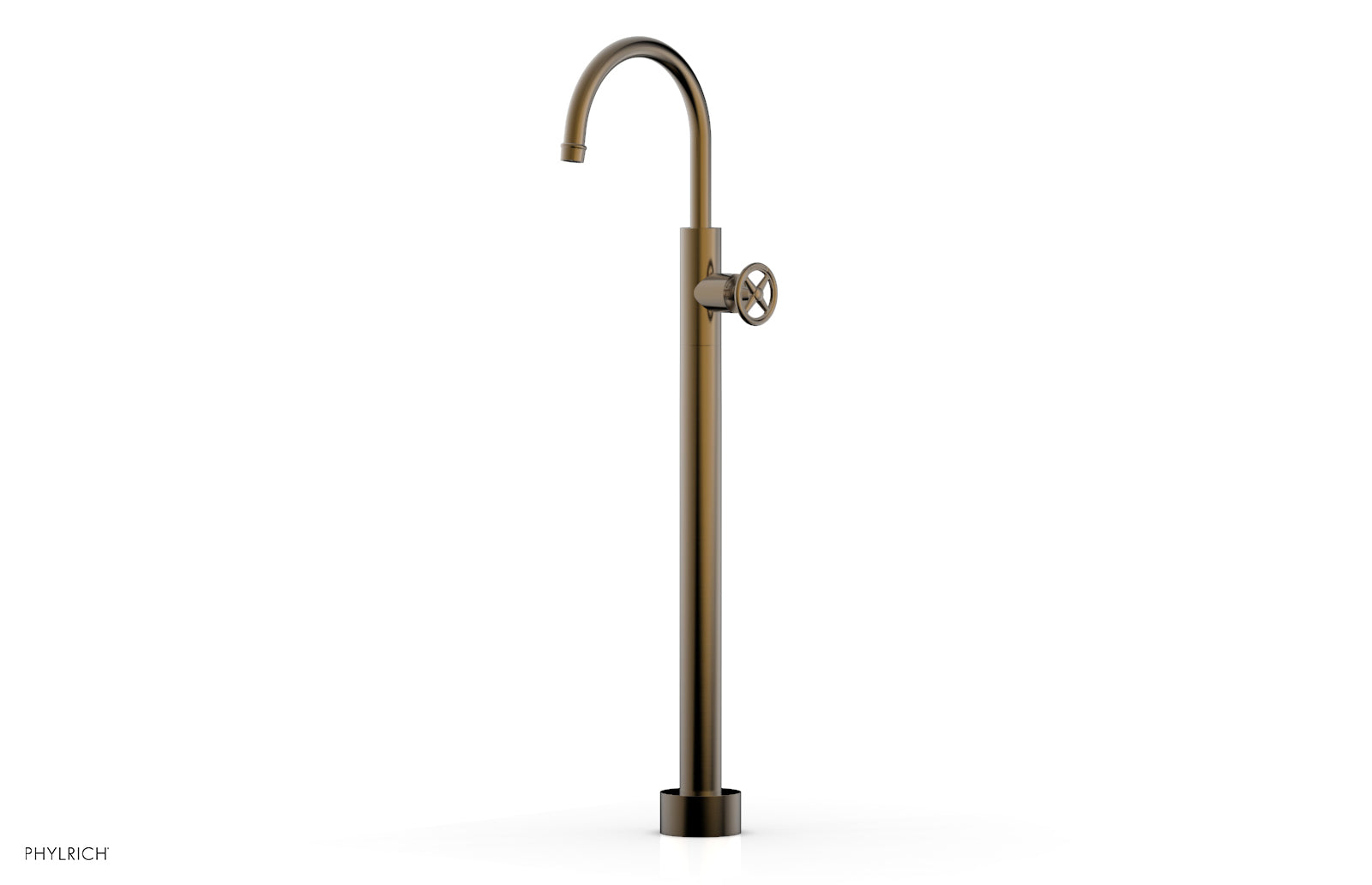 Phylrich WORKS Tall Floor Mount Tub Filler - Cross Handle by Phylrich