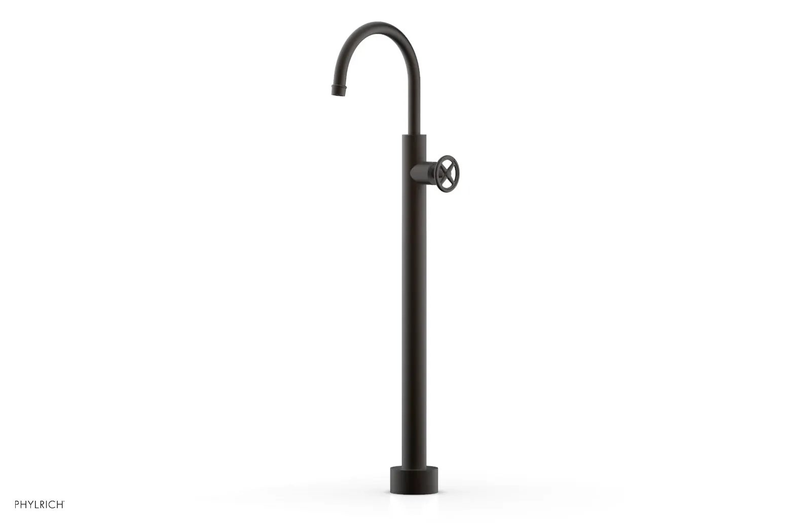 Phylrich WORKS Tall Floor Mount Tub Filler - Cross Handle by Phylrich