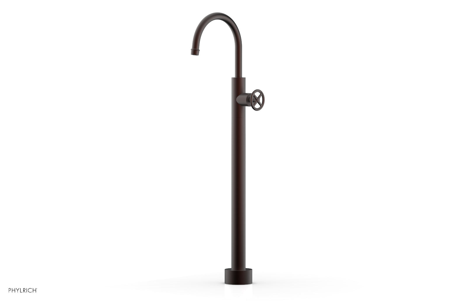Phylrich WORKS Tall Floor Mount Tub Filler - Cross Handle by Phylrich