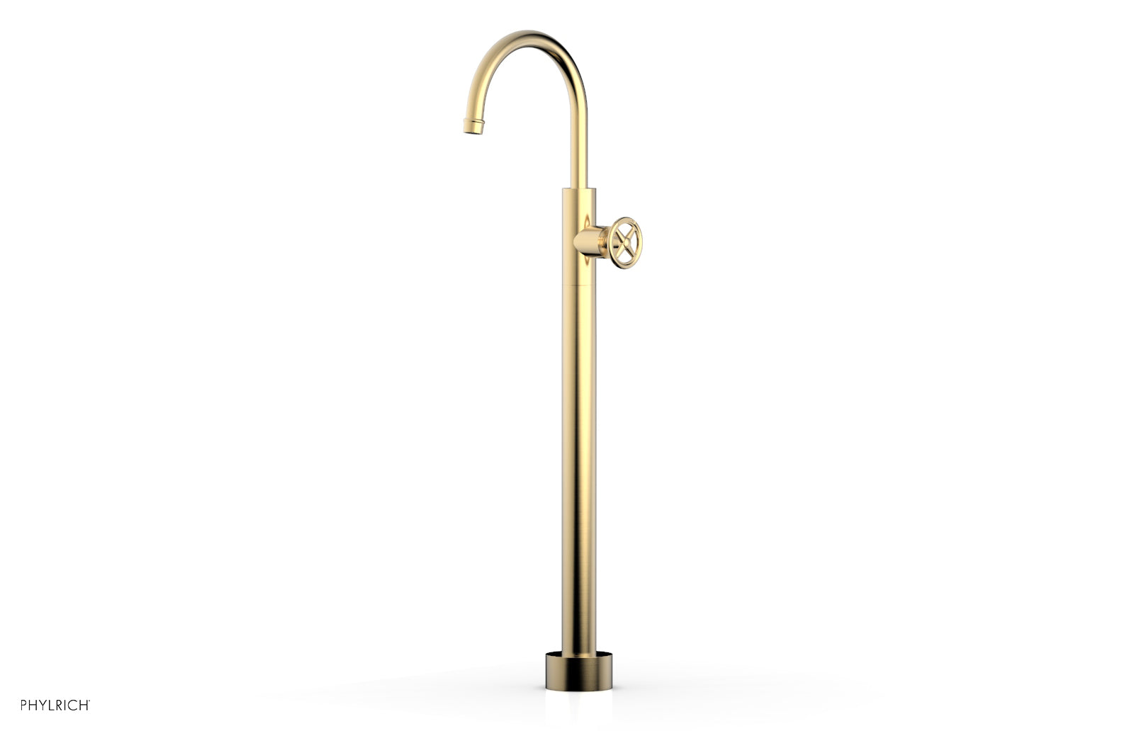 Phylrich WORKS Tall Floor Mount Tub Filler - Cross Handle by Phylrich