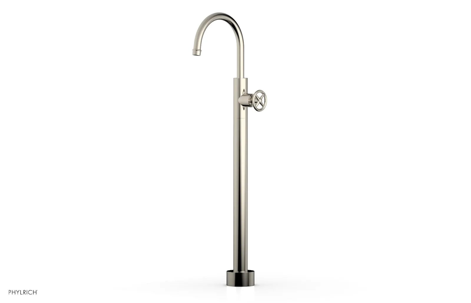 Phylrich WORKS Tall Floor Mount Tub Filler - Cross Handle by Phylrich