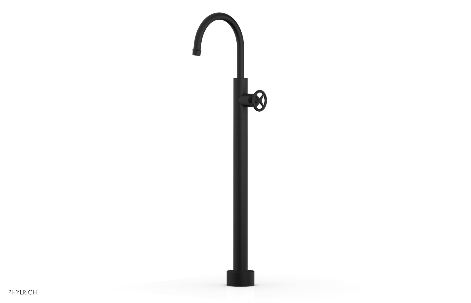 Phylrich WORKS Tall Floor Mount Tub Filler - Cross Handle by Phylrich