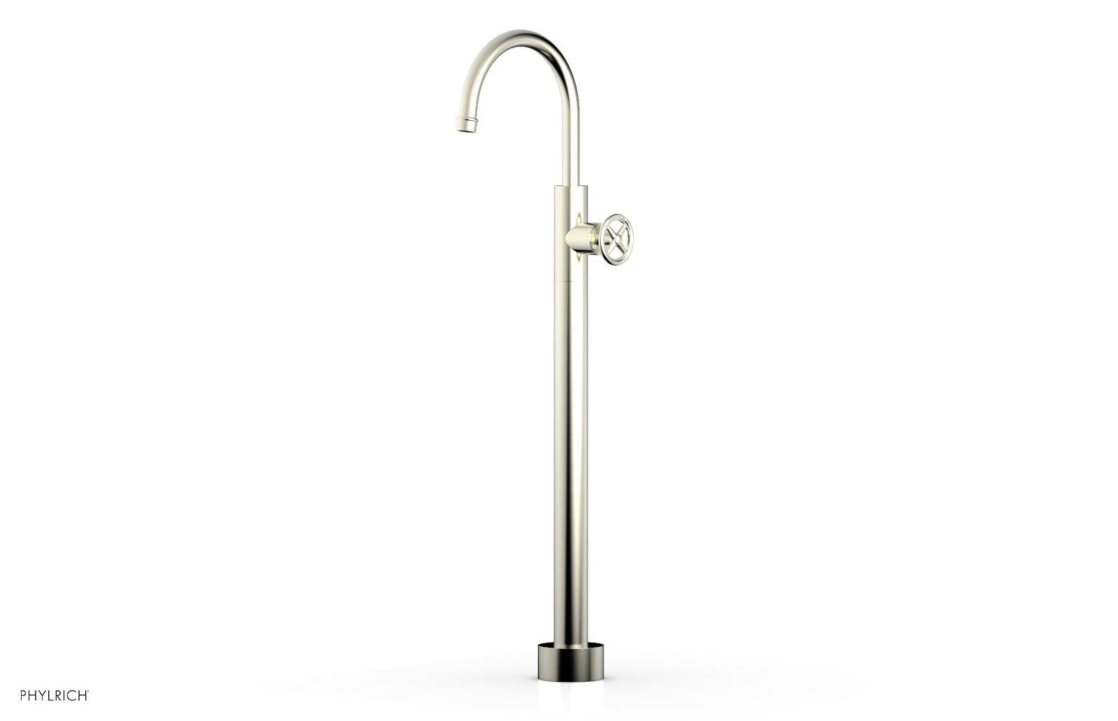 Phylrich WORKS Tall Floor Mount Tub Filler - Cross Handle by Phylrich