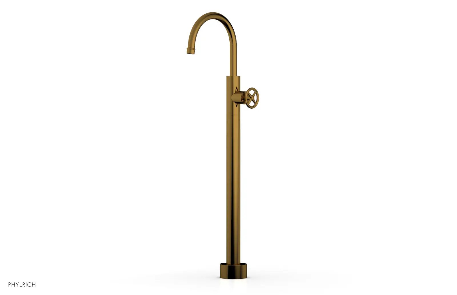 Phylrich WORKS Tall Floor Mount Tub Filler - Cross Handle by Phylrich