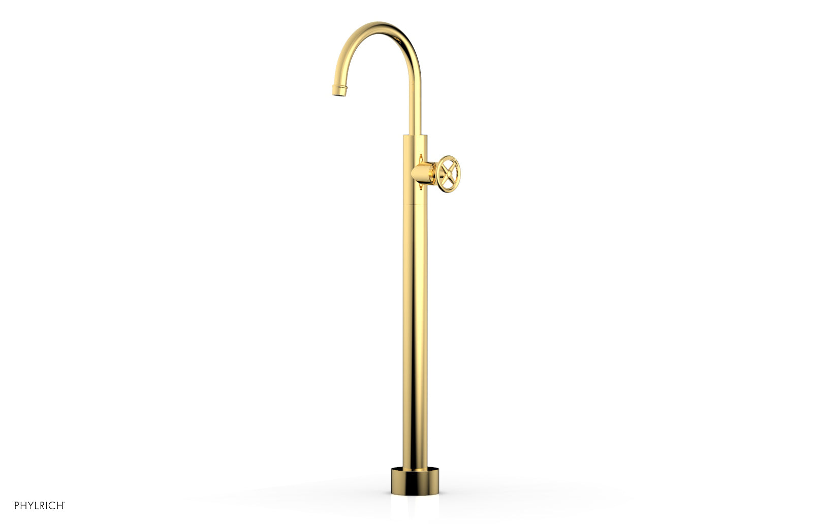 Phylrich WORKS Tall Floor Mount Tub Filler - Cross Handle by Phylrich