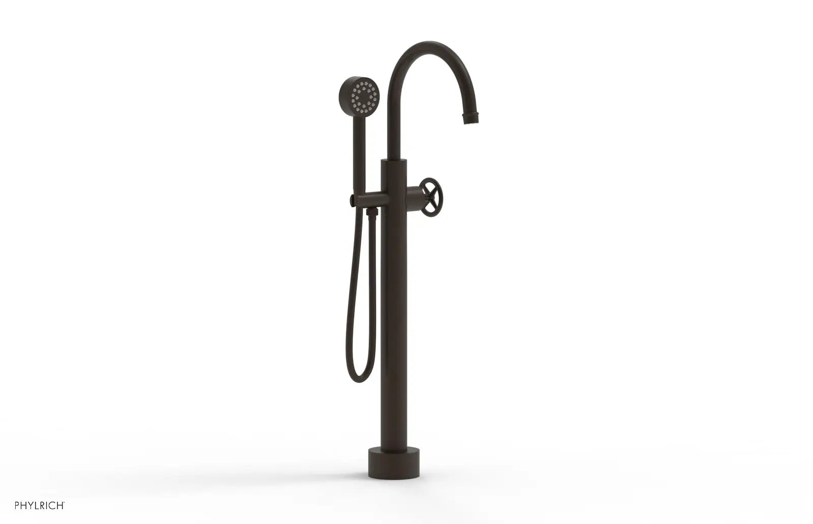 Phylrich WORKS Low Floor Mount Tub Filler - Cross Handle with Hand Shower by Phylrich