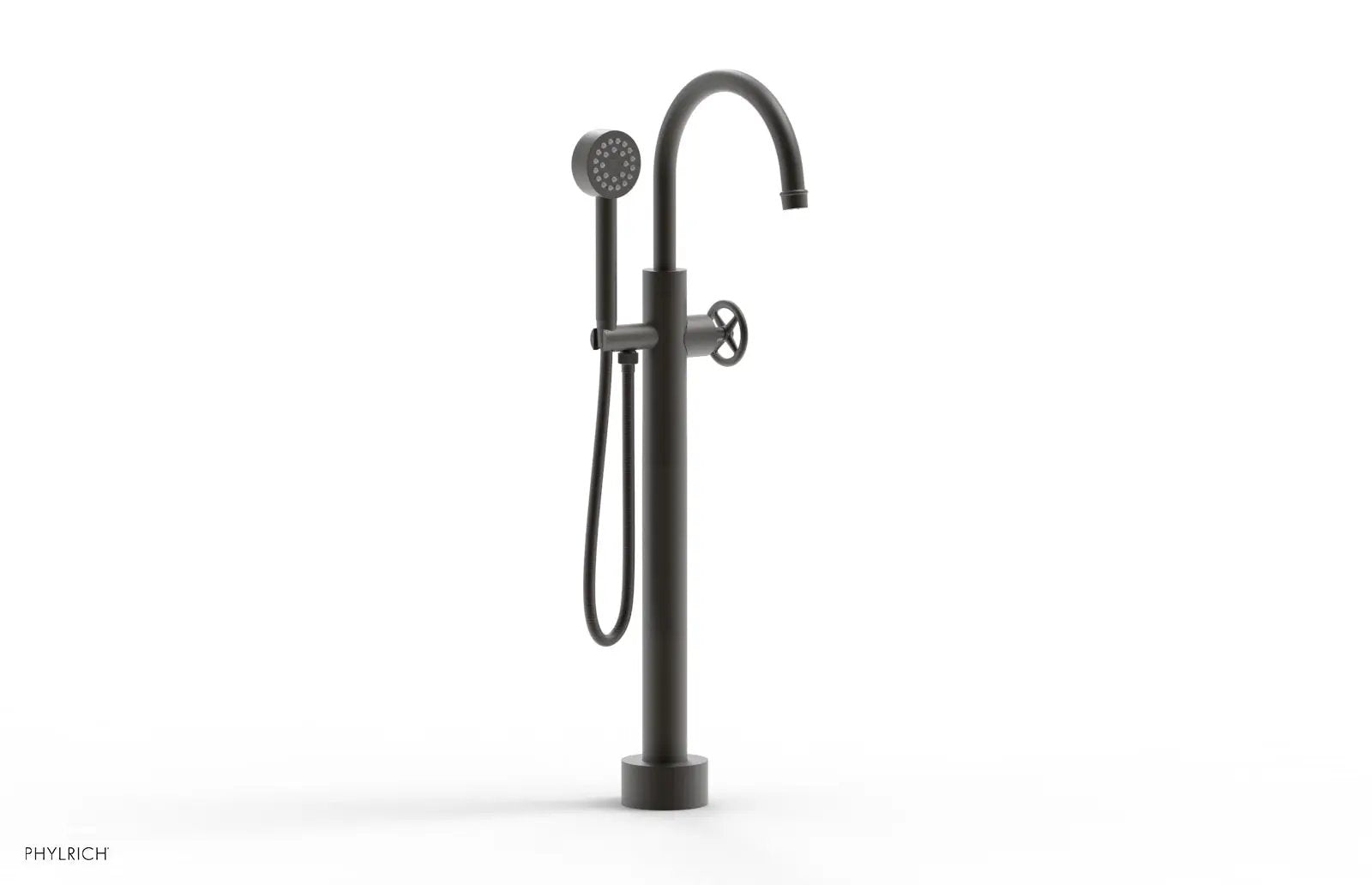 Phylrich WORKS Low Floor Mount Tub Filler - Cross Handle with Hand Shower by Phylrich