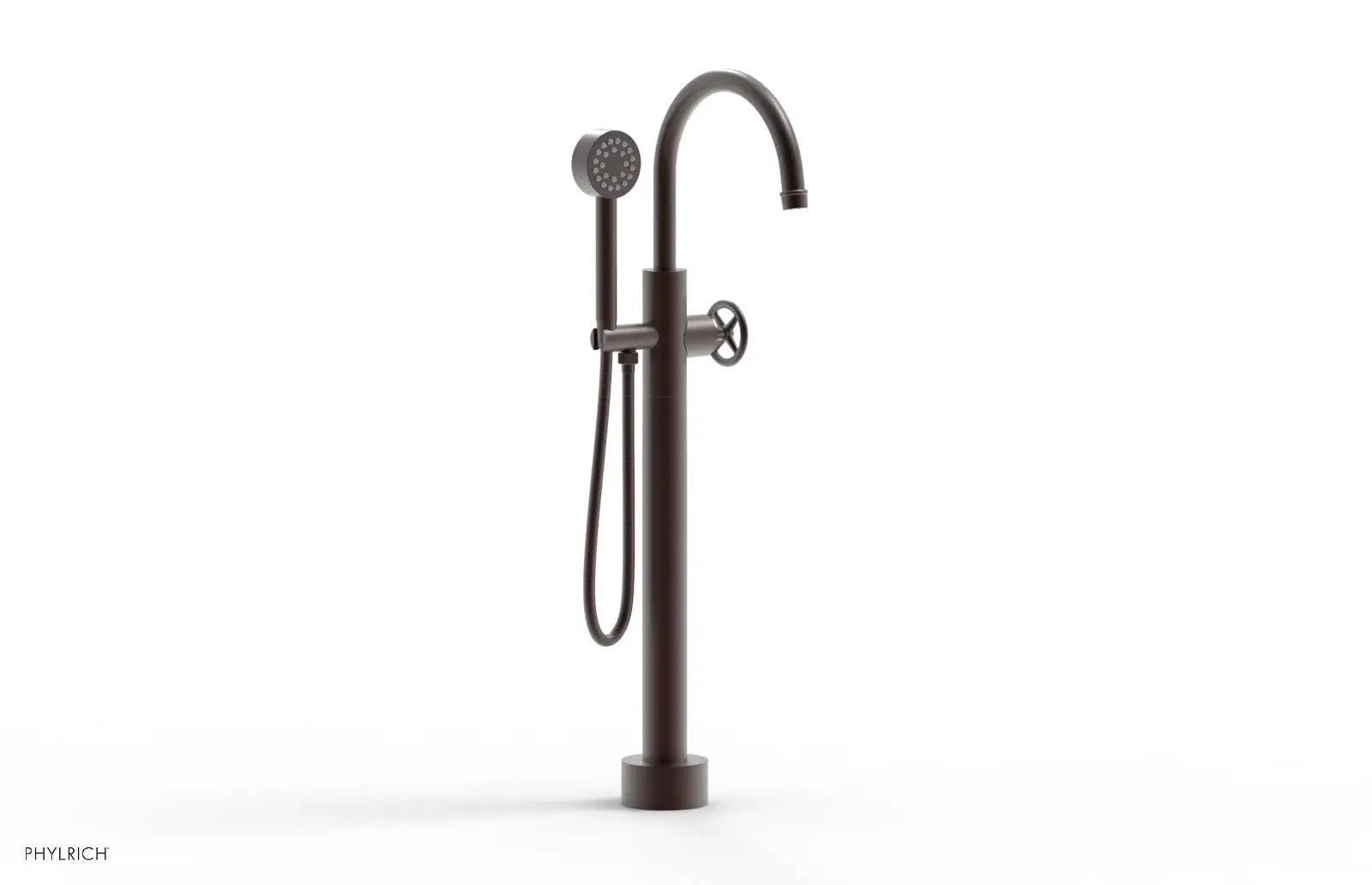 Phylrich WORKS Low Floor Mount Tub Filler - Cross Handle with Hand Shower by Phylrich