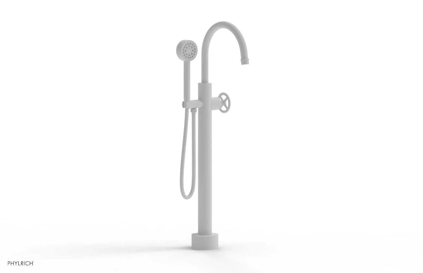 Phylrich WORKS Low Floor Mount Tub Filler - Cross Handle with Hand Shower by Phylrich