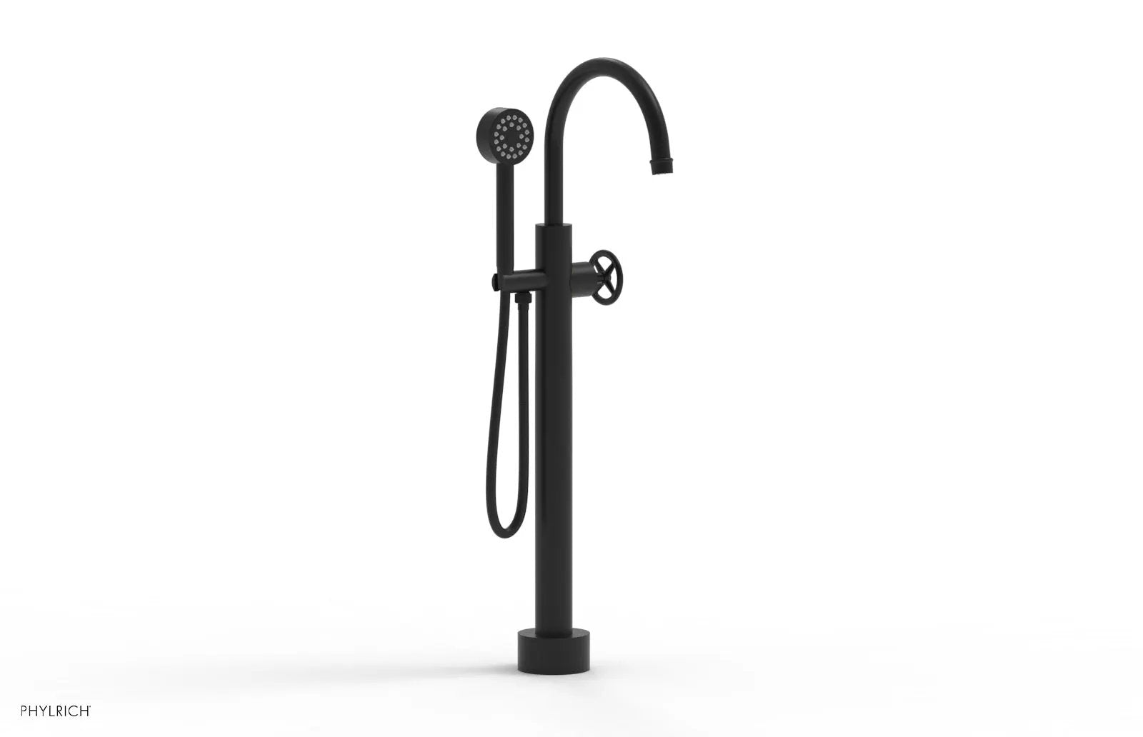 Phylrich WORKS Low Floor Mount Tub Filler - Cross Handle with Hand Shower by Phylrich