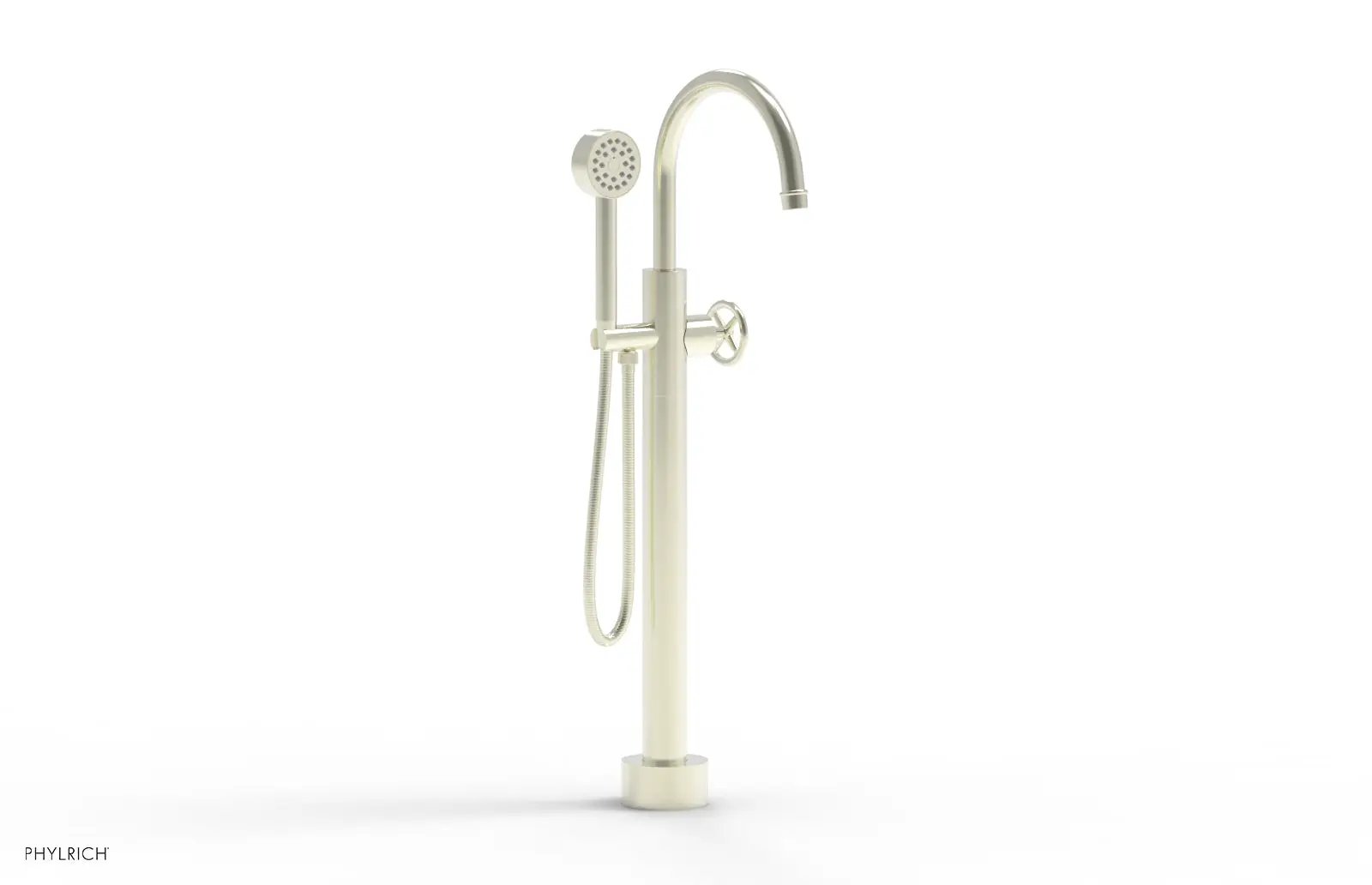 Phylrich WORKS Low Floor Mount Tub Filler - Cross Handle with Hand Shower by Phylrich