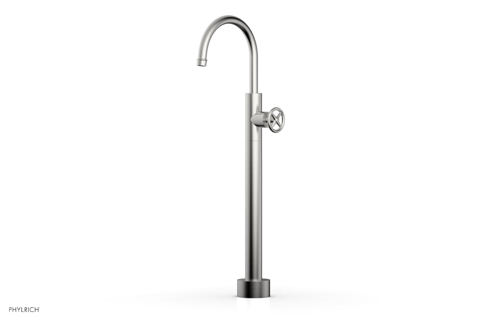 Phylrich WORKS Low Floor Mount Tub Filler - Cross Handle
