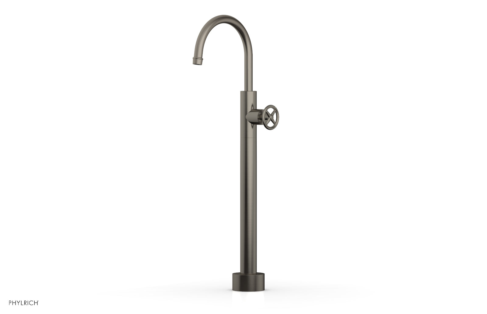Phylrich WORKS Low Floor Mount Tub Filler - Cross Handle