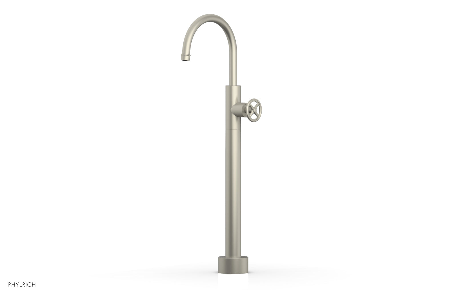 Phylrich WORKS Low Floor Mount Tub Filler - Cross Handle
