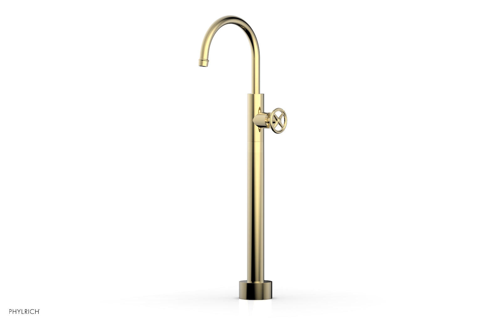 Phylrich WORKS Low Floor Mount Tub Filler - Cross Handle