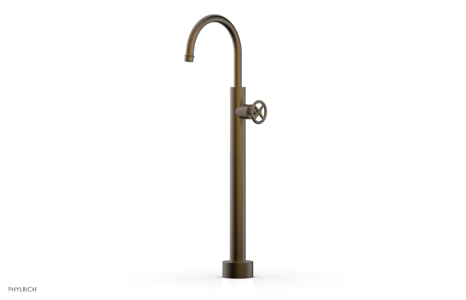 Phylrich WORKS Low Floor Mount Tub Filler - Cross Handle by Phylrich
